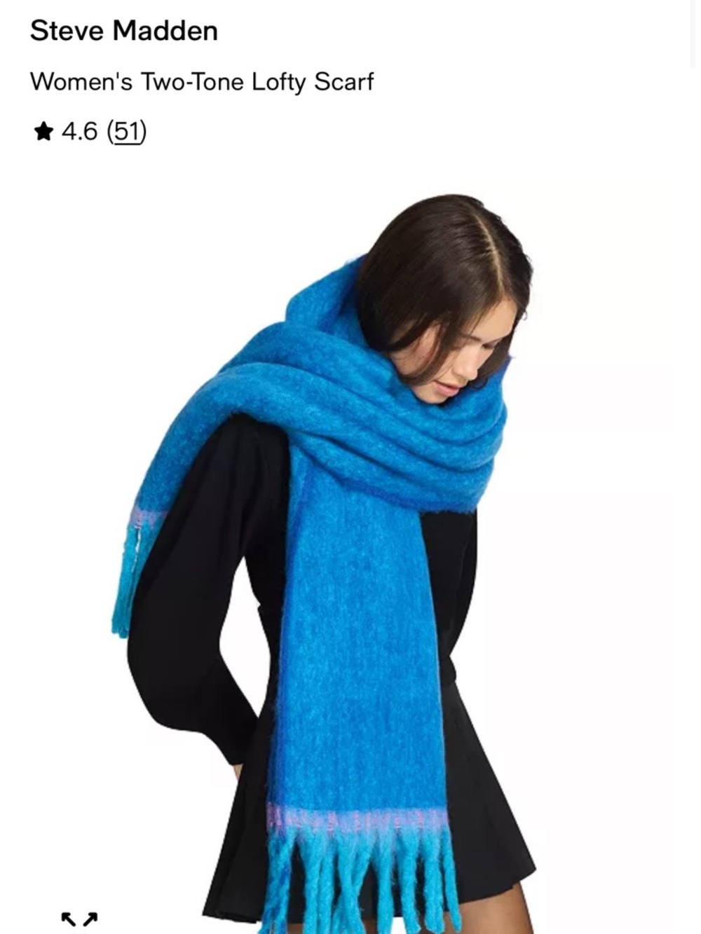 Steve Madden jumbo large Two-Tone Lofty Scarf in Bright Blue with Lavender Trim